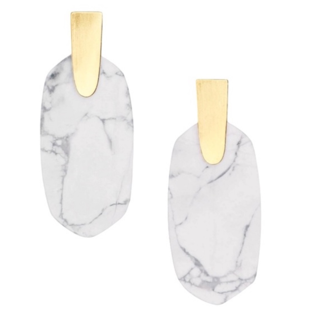 KENDRA SCOTT • Gold Aragon White Howlite Earrings